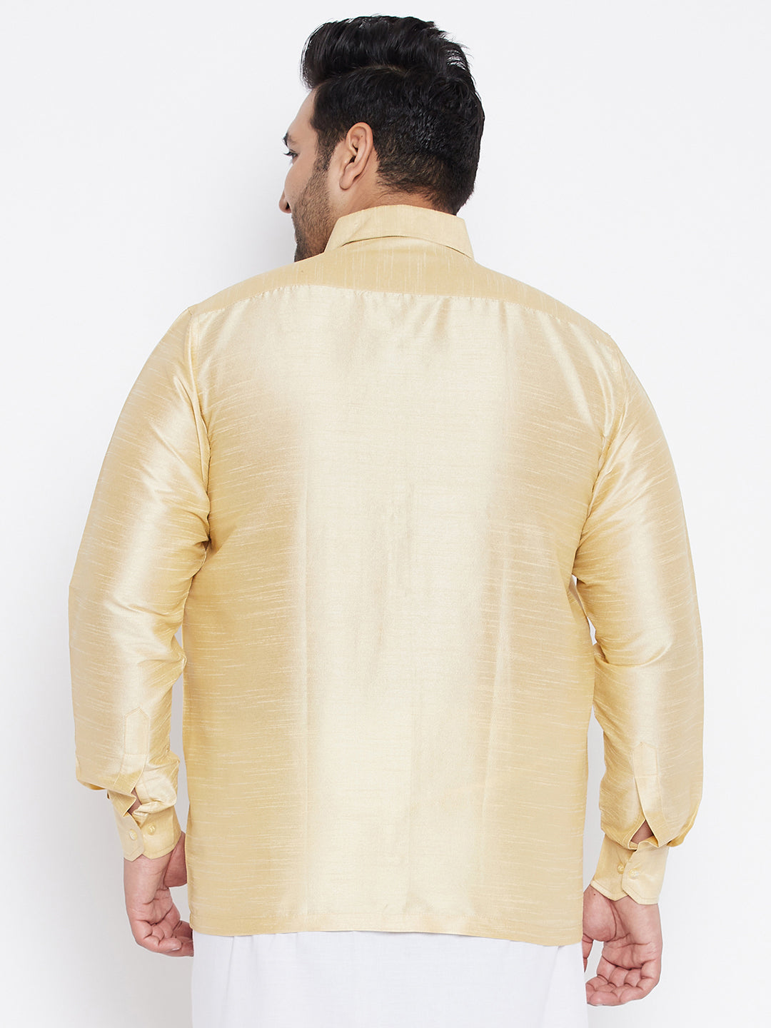 Men's Plus Size Golden Silk Blend Ethnic Shirt