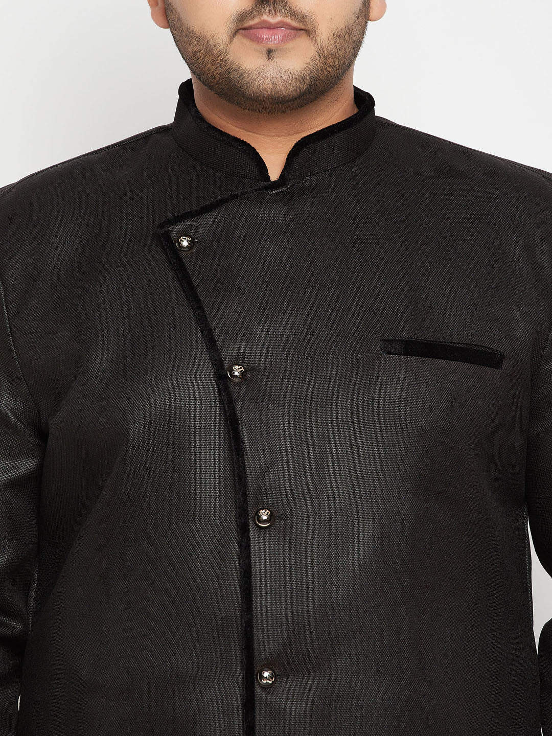 Men's Plus Size Black Sherwani Set