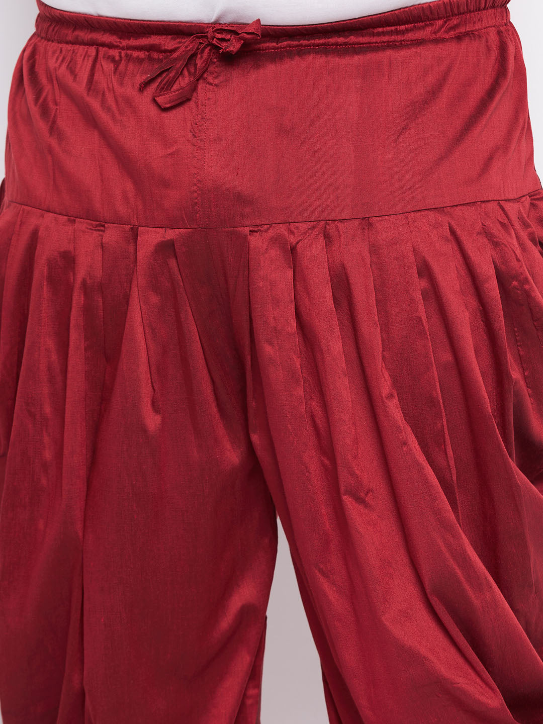 Men's Plus Size Maroon Silk Blend Curved Kurta And Dhoti Set