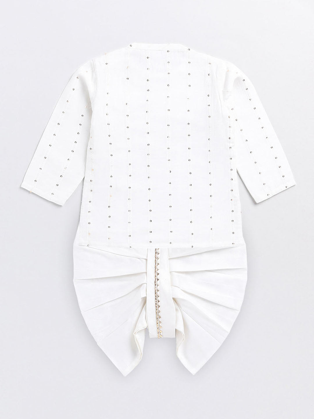 VASTRAMAY Boys White Chanderi Ethnic Combo Set - qivii