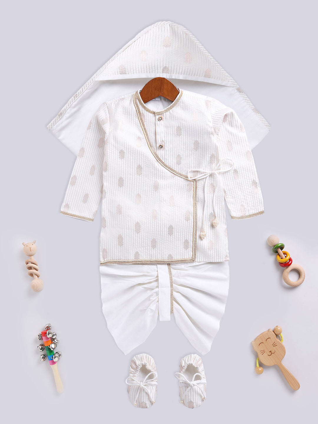 Vastramay Infant Boys Cream Silk Blend Ethnic Combo Set - qivii