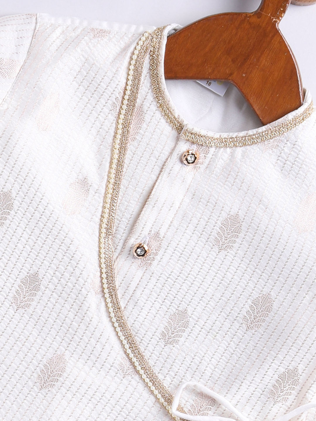 Vastramay Infant Boys Cream Silk Blend Ethnic Combo Set - qivii