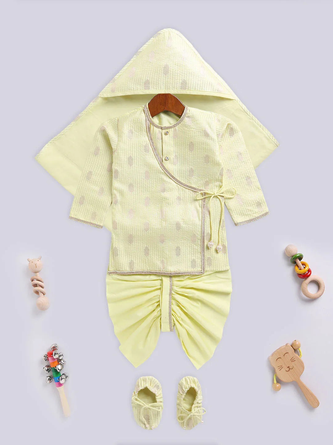 Infant Boy's Mint Green Silk Blend Ethnic Combo Set