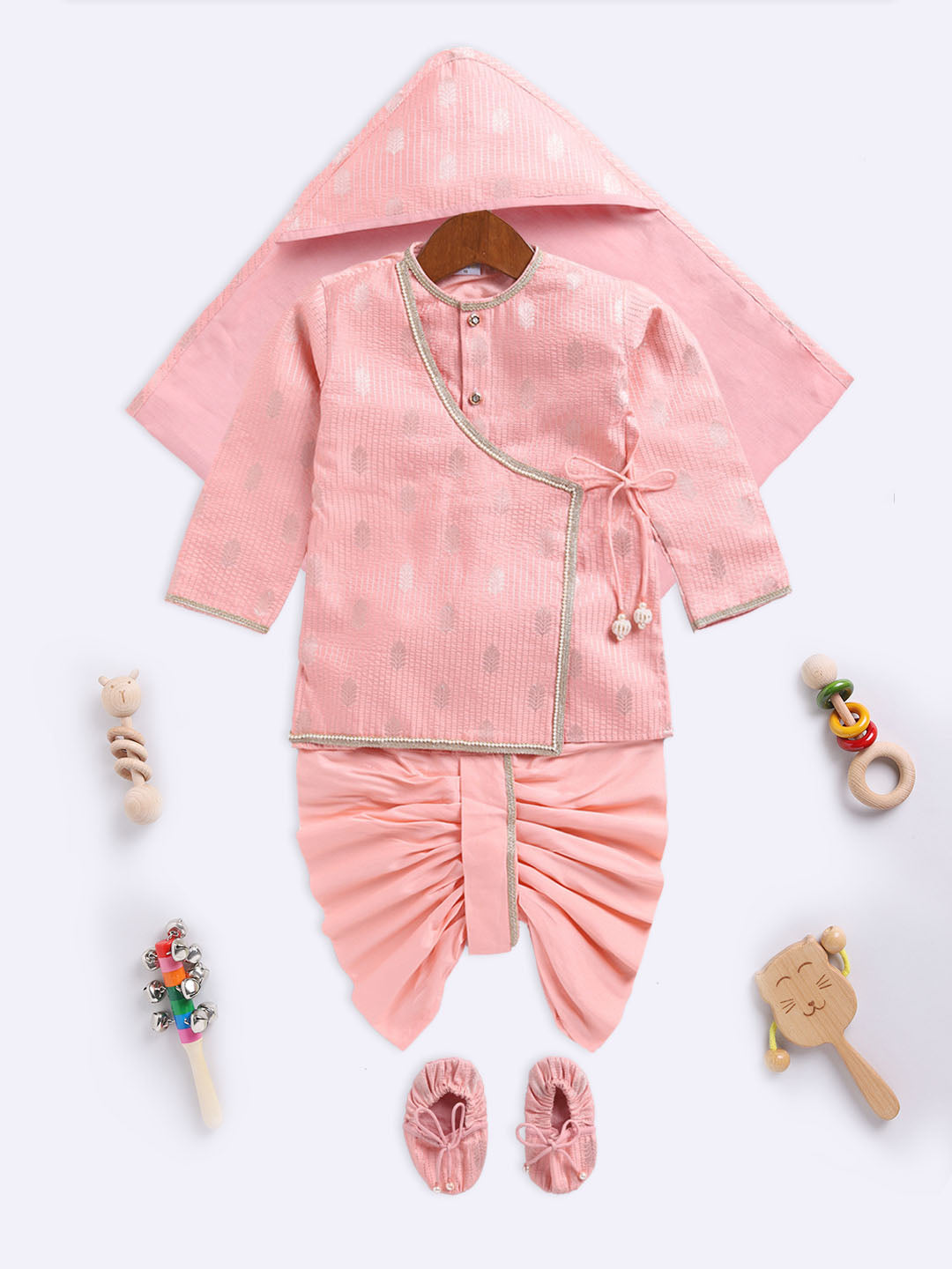 Vastramay Infant Boys Pink Silk Blend Ethnic Combo Set - qivii