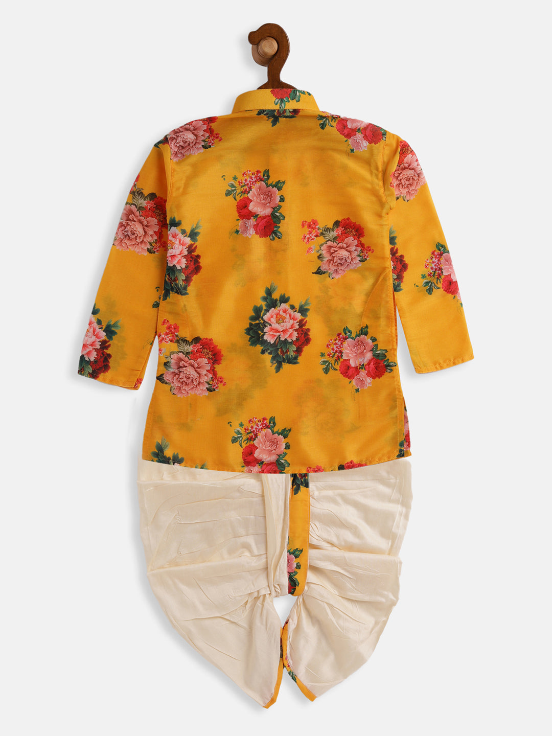 VASTRAMAY Boys Multicolor-Base-Yellow Cotton Blend Kurta and Dhoti Set - qivii