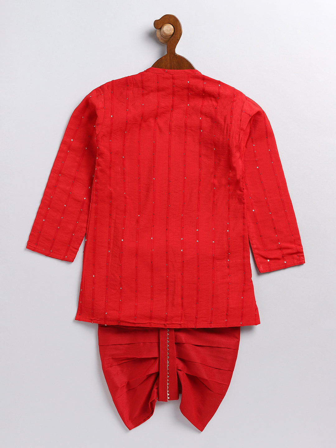 VASTRAMAY SISHU Boy's Red Embellished Angrakha Kurta Dhoti Set - qivii