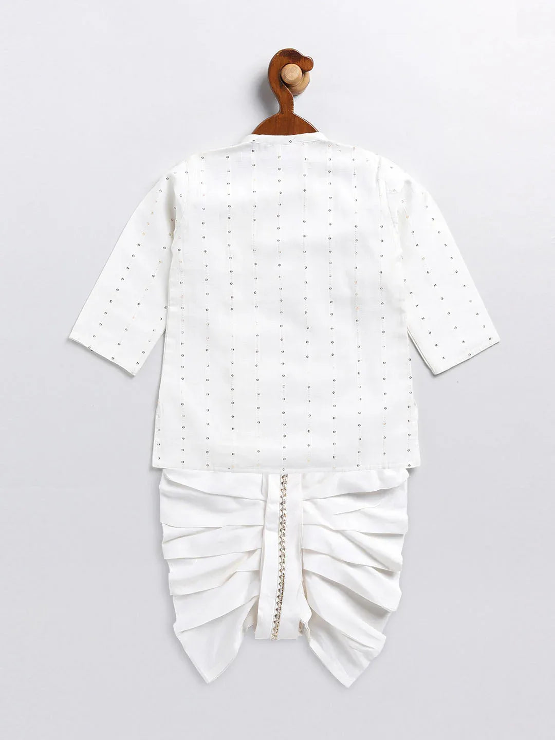 Sishu Boy's White Embellished Angrakha Kurta Dhoti Set