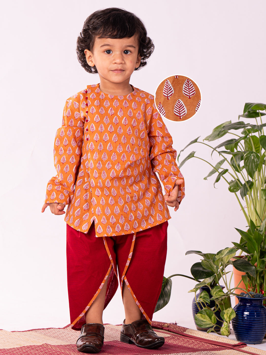 Vastramay Infant Boys Multicolor Cotton Kurta and Dhoti Set - qivii