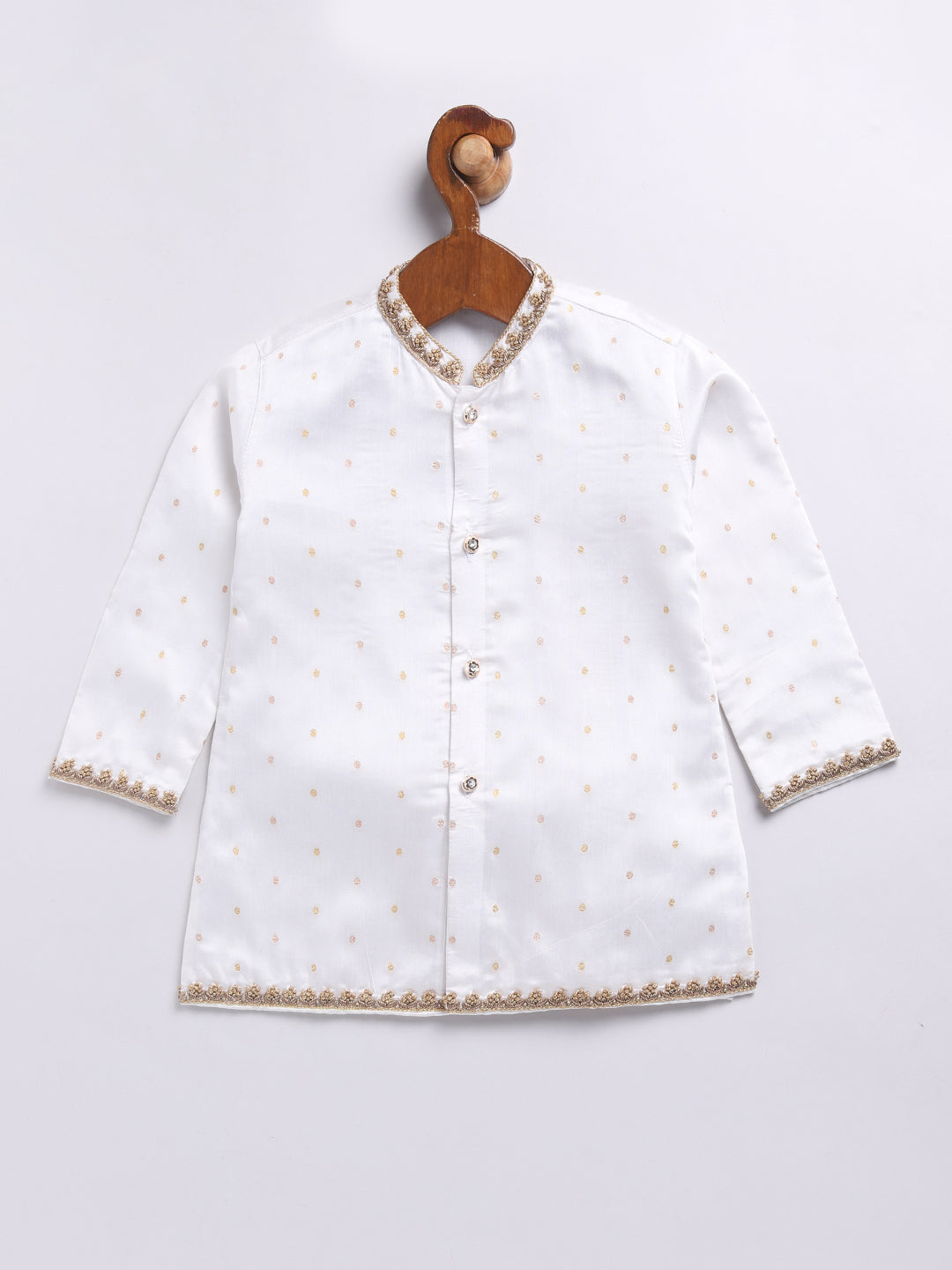 Vastramay Infant Boys White Chanderi Silk Kurta and Dhoti Set - qivii