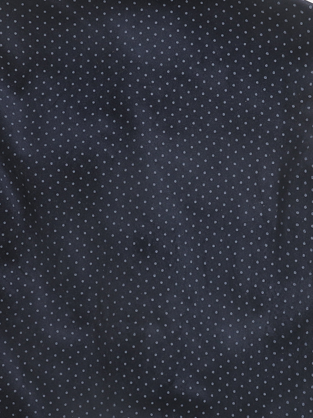 VASTRAMAY Boys Navy Blue & White Printed Velvet Nehru Jacket - qivii