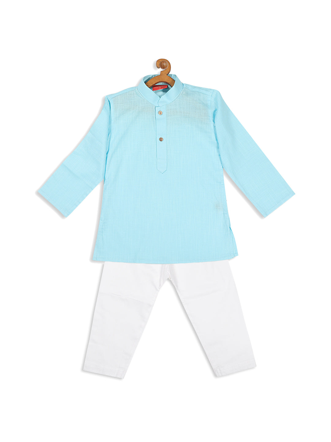 VASTRAMAY SISHU Boy's Blue Kurta With White Pyjama Set - qivii