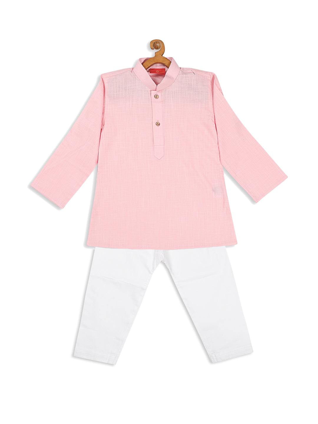 VASTRAMAY SISHU Boy's Pink solid Kurta With White Pyjama Set - qivii