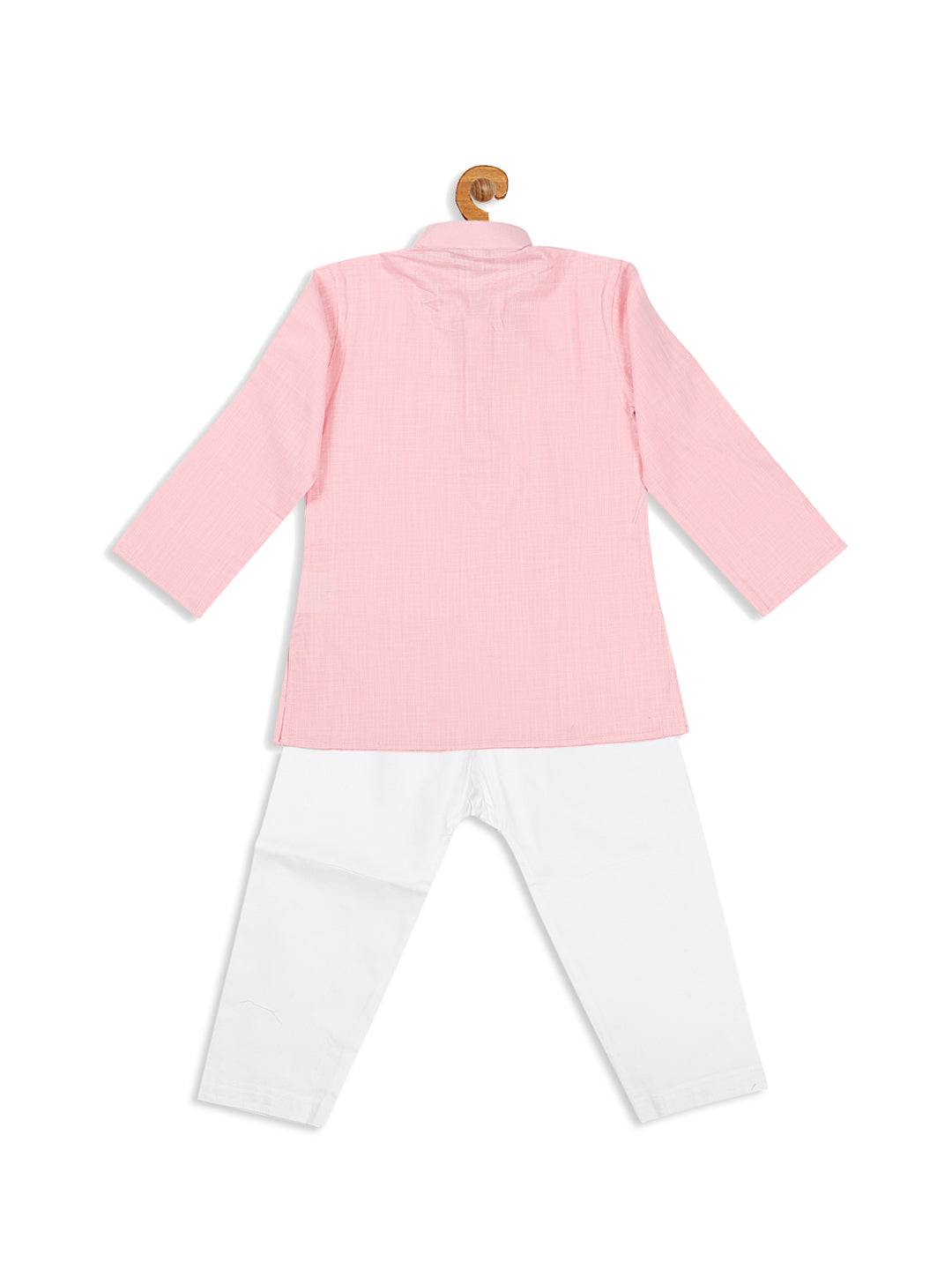 VASTRAMAY SISHU Boy's Pink solid Kurta With White Pyjama Set - qivii