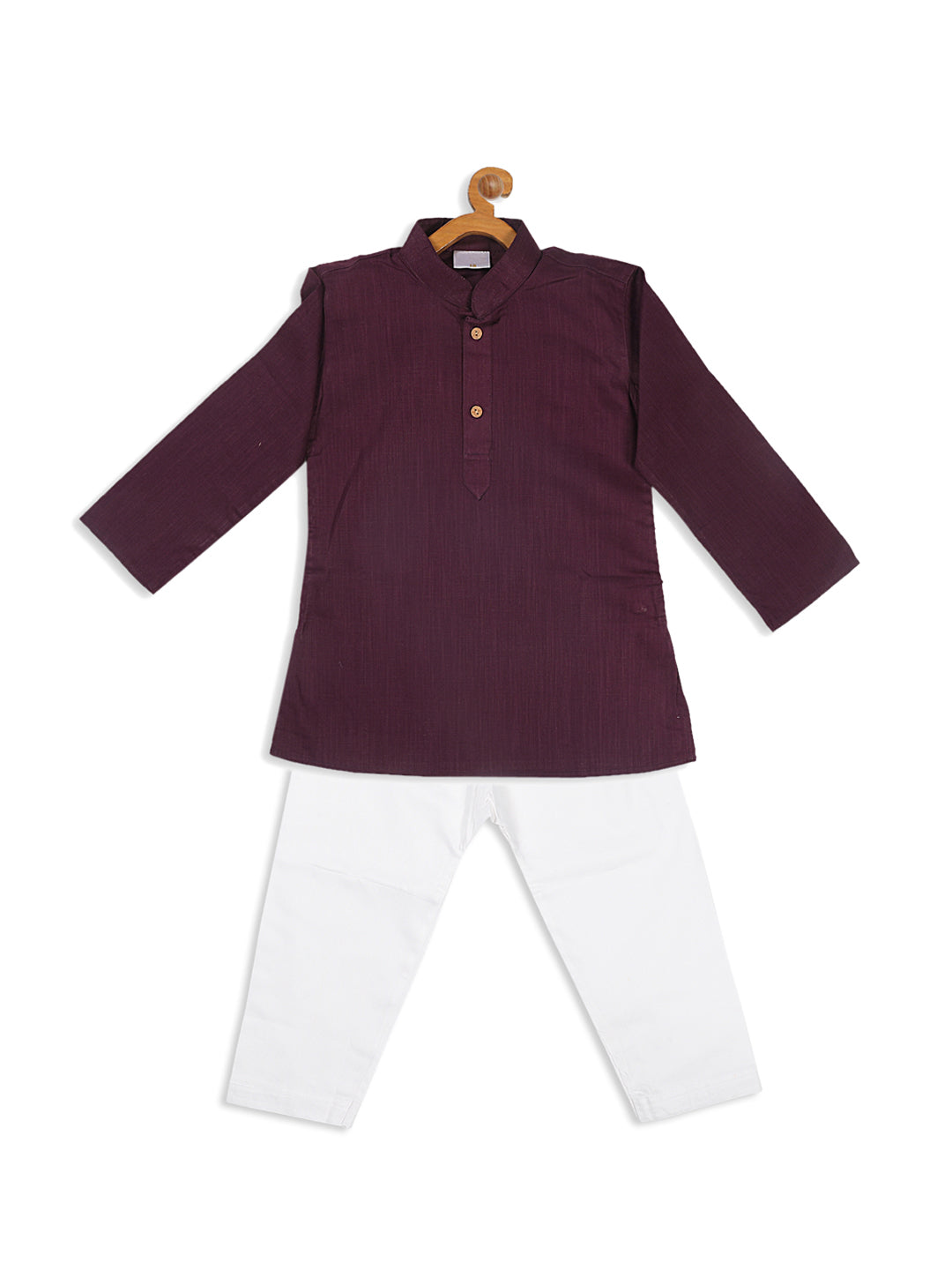 VASTRAMAY SISHU Boys Purple Kurta And White Pyjama Set - qivii
