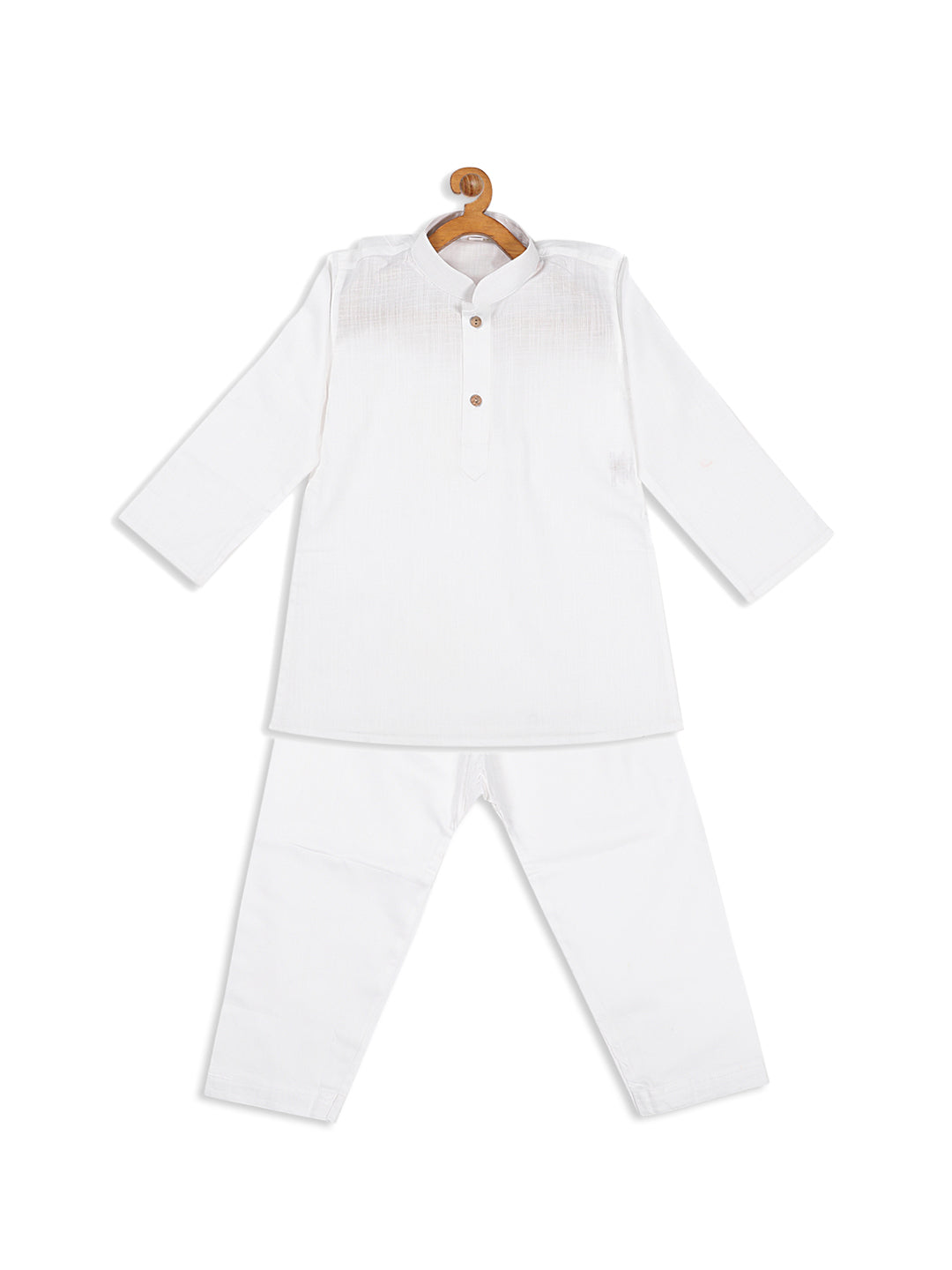 VASTRAMAY Boy's White Kurta With White Pyjama Set - qivii