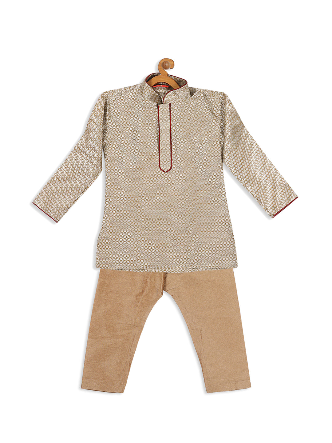 VASTRAMAY SISHU Boy's Beige Kurta With Pyjama Set - qivii