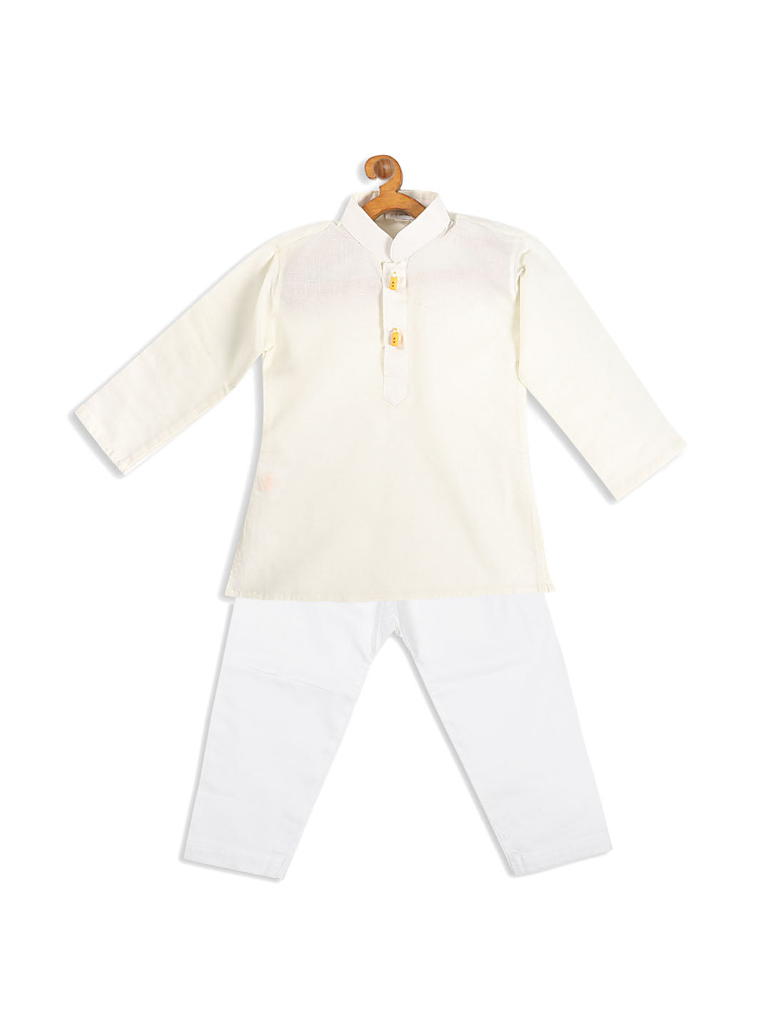 VASTRAMAY Boy's Cream-Colored Kurta with Pyjama Set - qivii