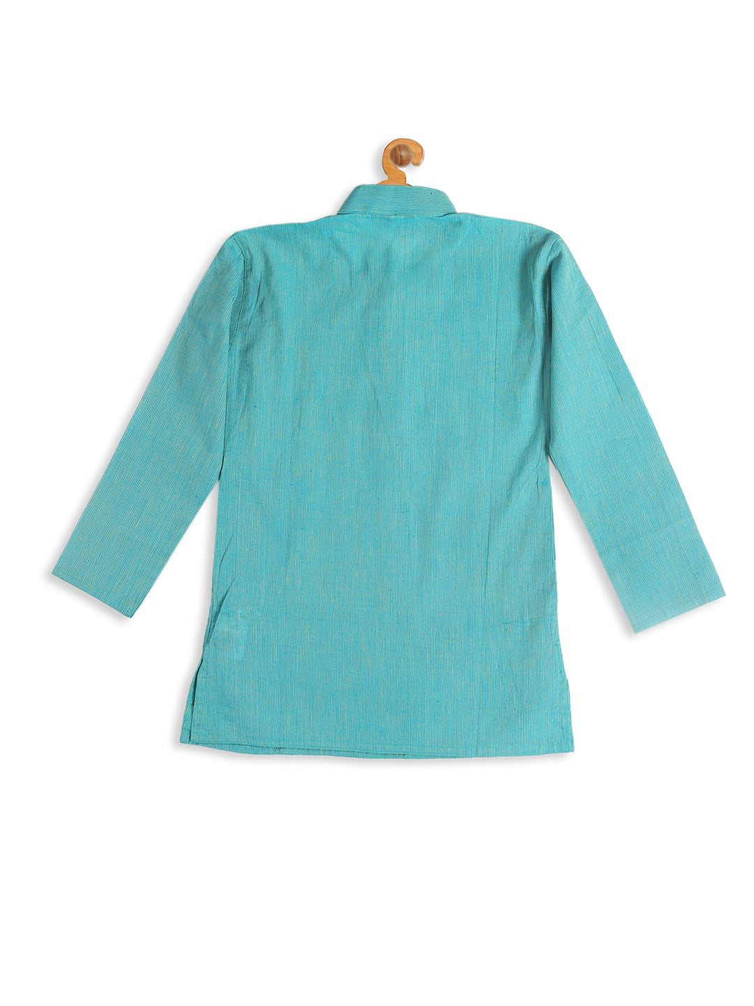 VASTRAMAY Boy's Green Striped Pure Cotton Kurta - qivii