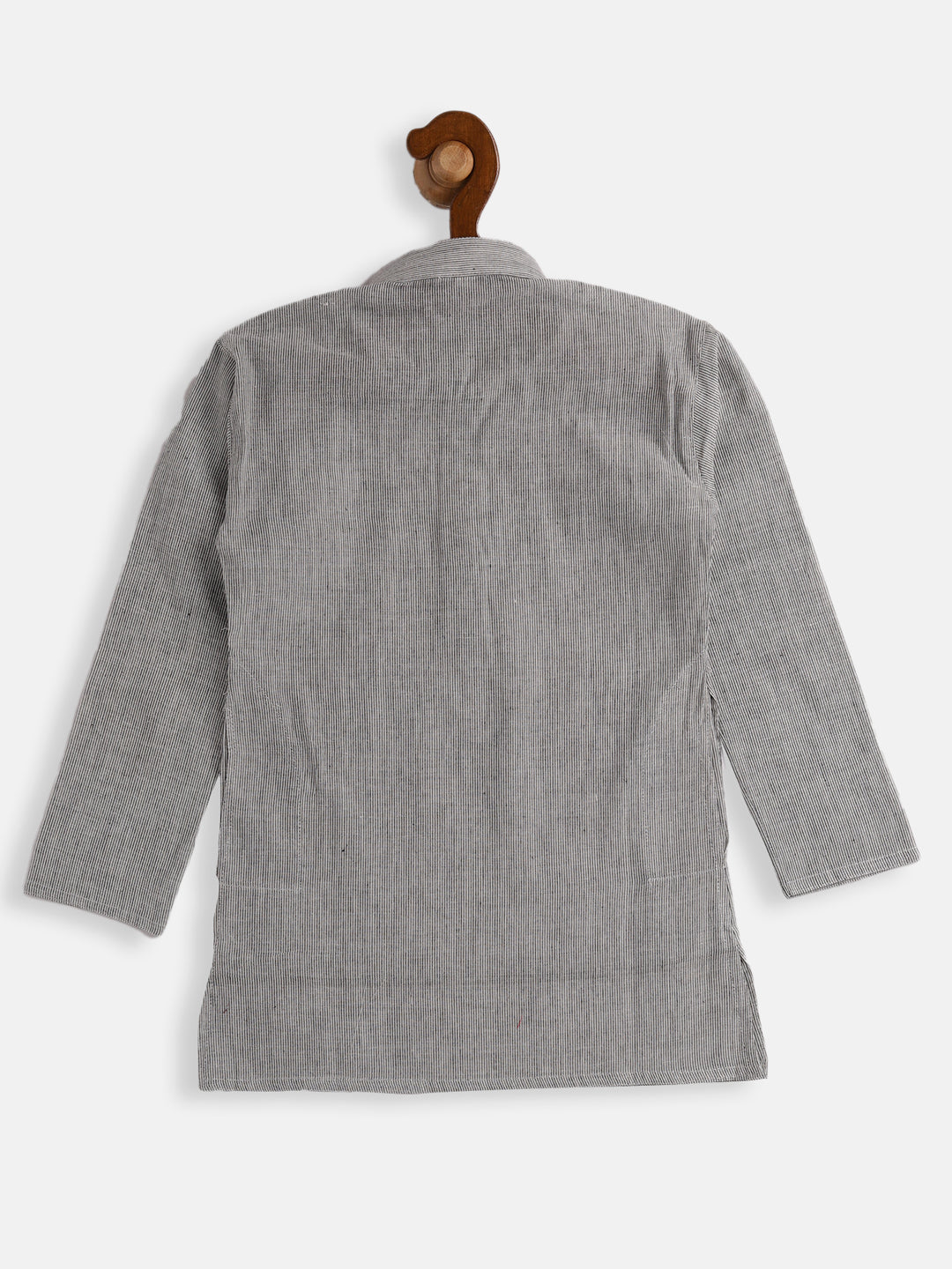 VASTRAMAY Boy's Grey Striped Pure Cotton Kurta - qivii