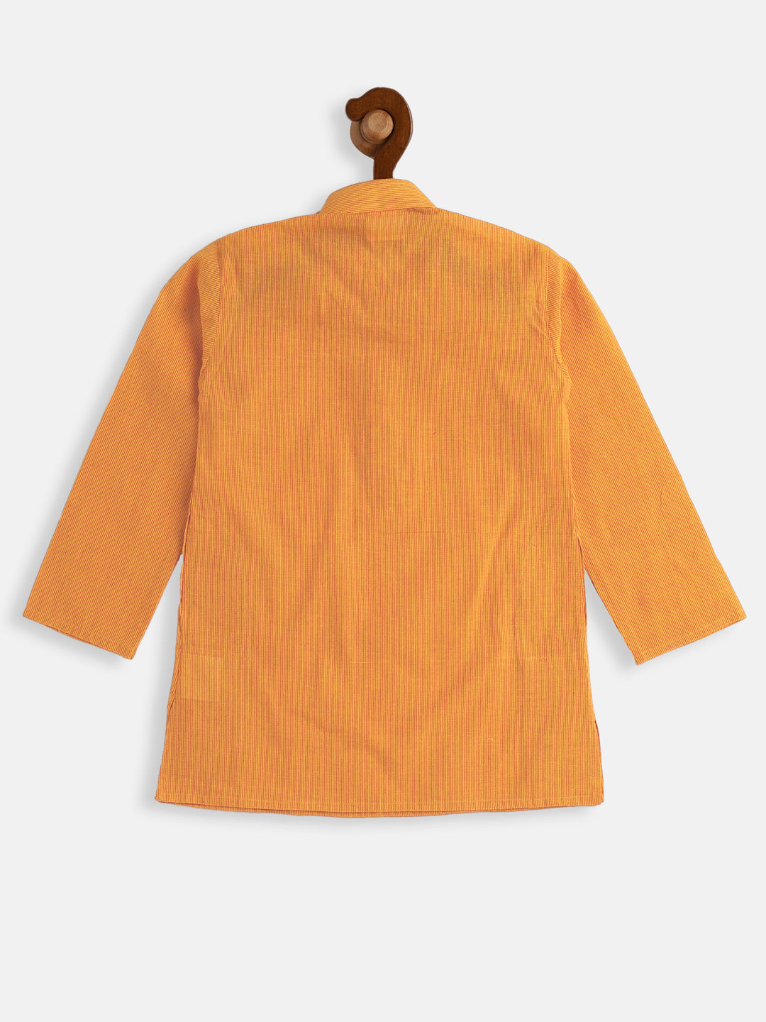 VASTRAMAY Boy's Mustard Striped Pure Cotton Kurta - qivii