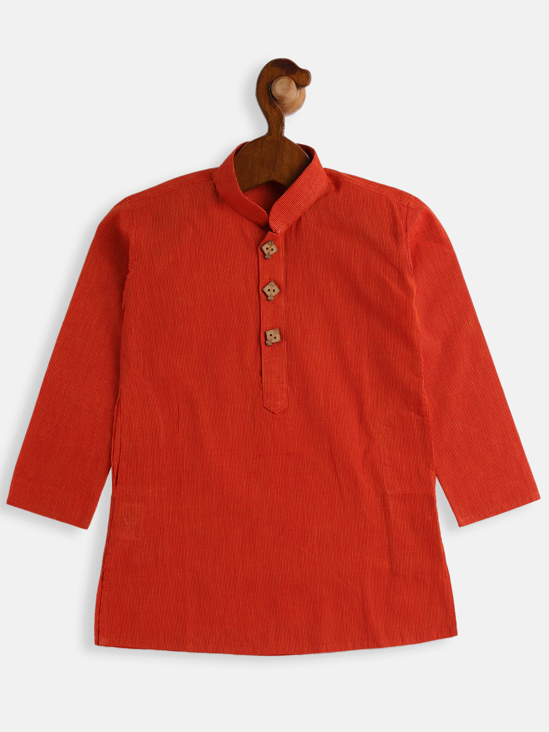 VASTRAMAY Boy's Red Striped Pure Cotton Kurta - qivii
