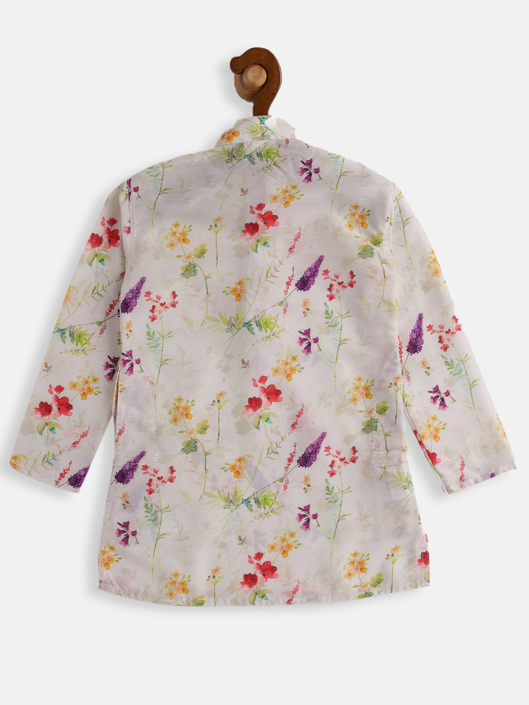 VASTRAMAY Boys Multicolor-Base-Cream Cotton Blend Kurta - qivii