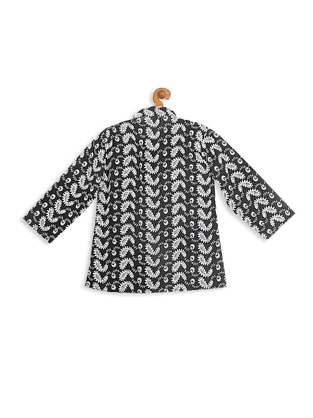 VASTRAMAY SISHU Boy's Black Chikankari Pure Cotton Kurta - qivii