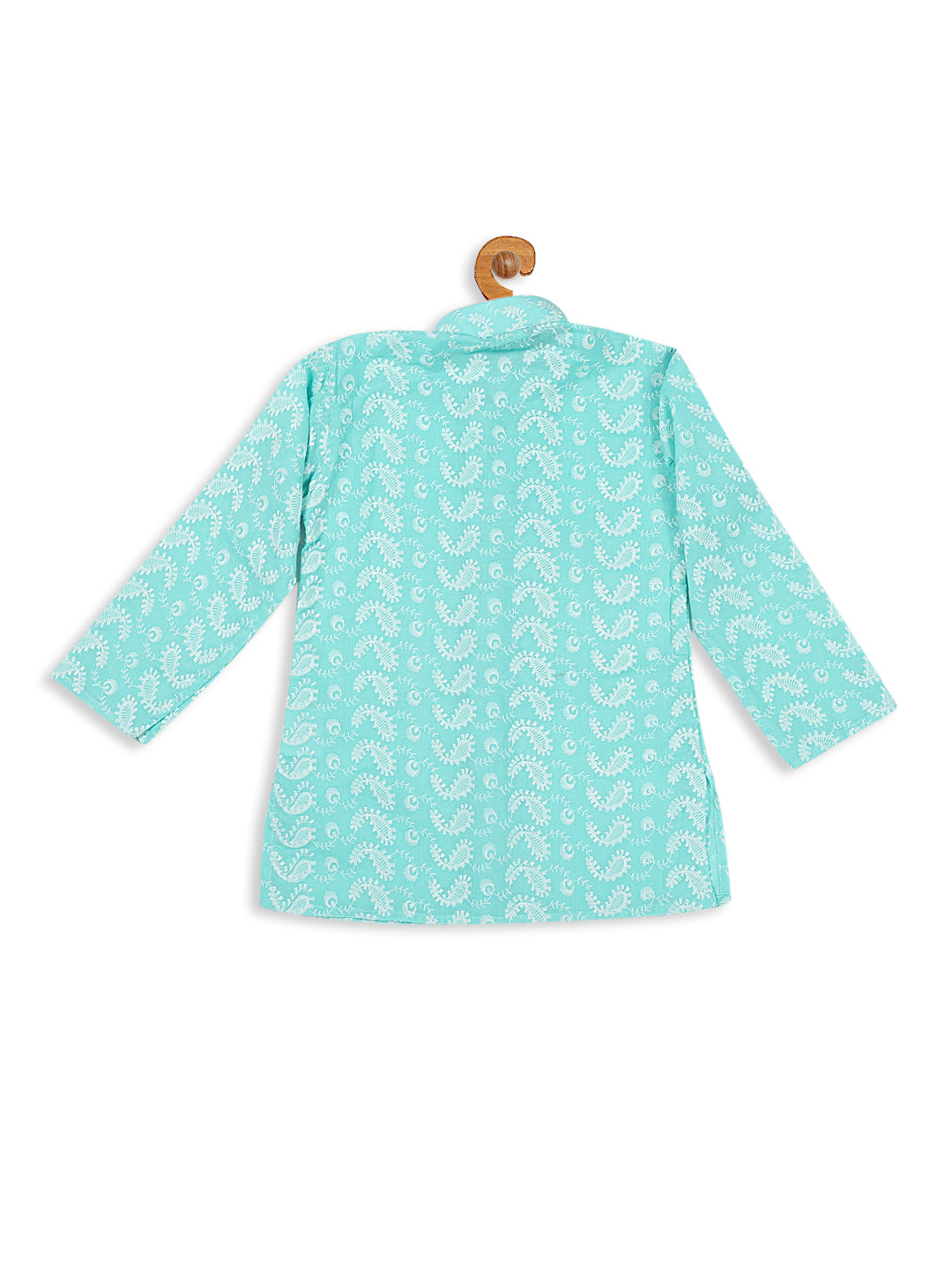 VASTRAMAY Boy's Green Chikankari Pure Cotton Kurta - qivii