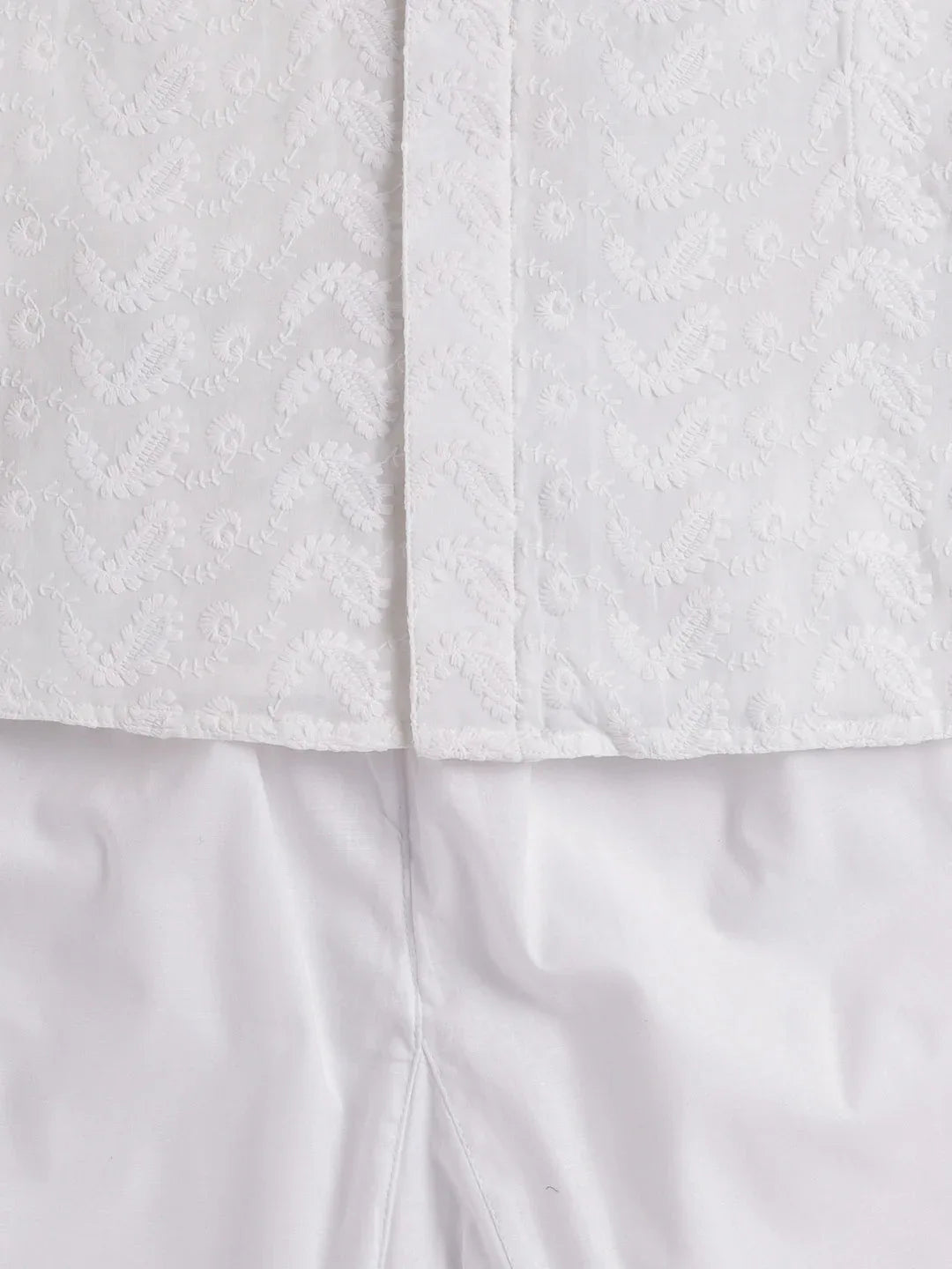 Boy's White Pure Cotton Kurta Pyjama Set