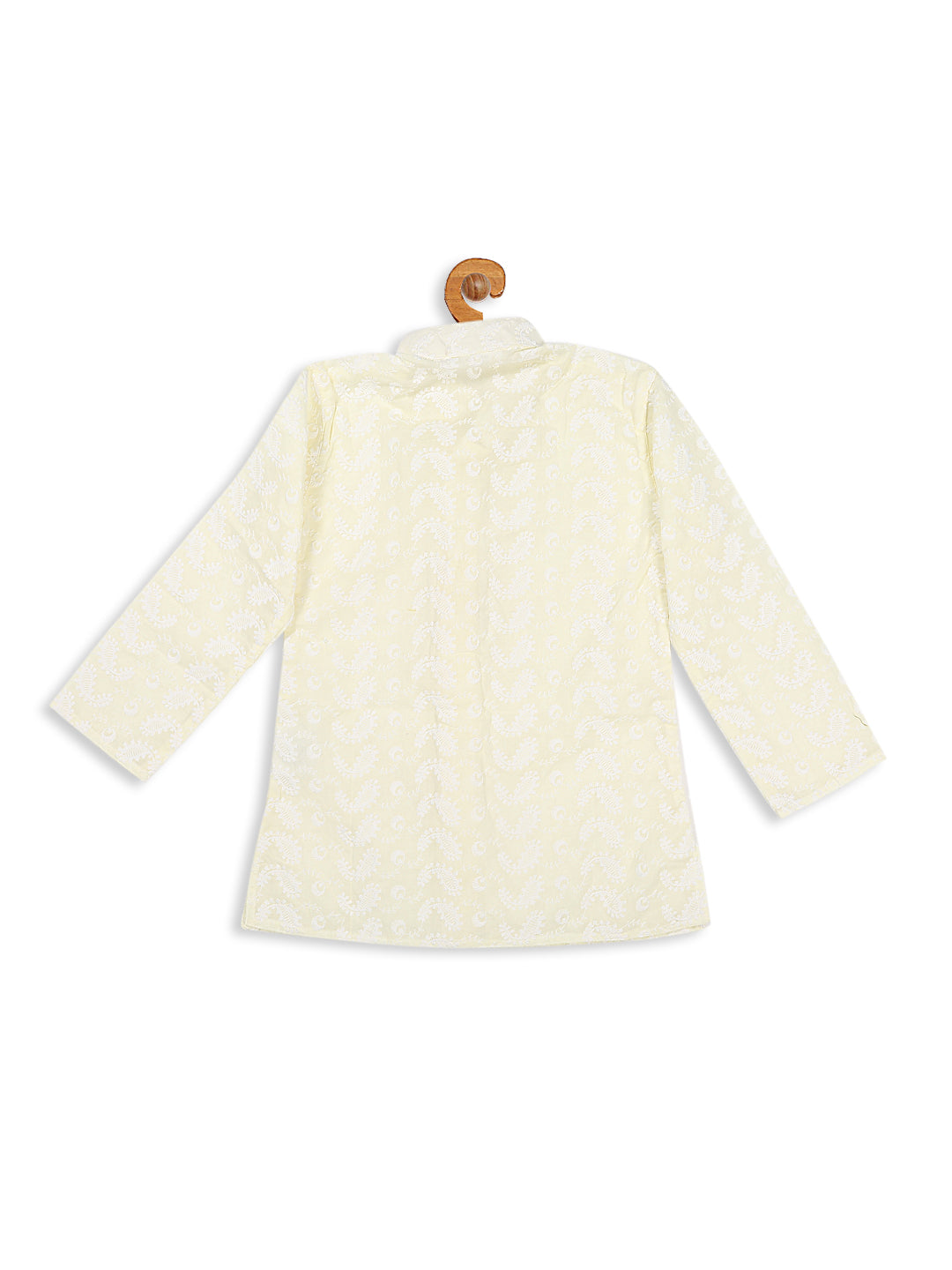 VASTRAMAY SISHU Boy's Yellow Chikankari Pure Cotton Kurta - qivii