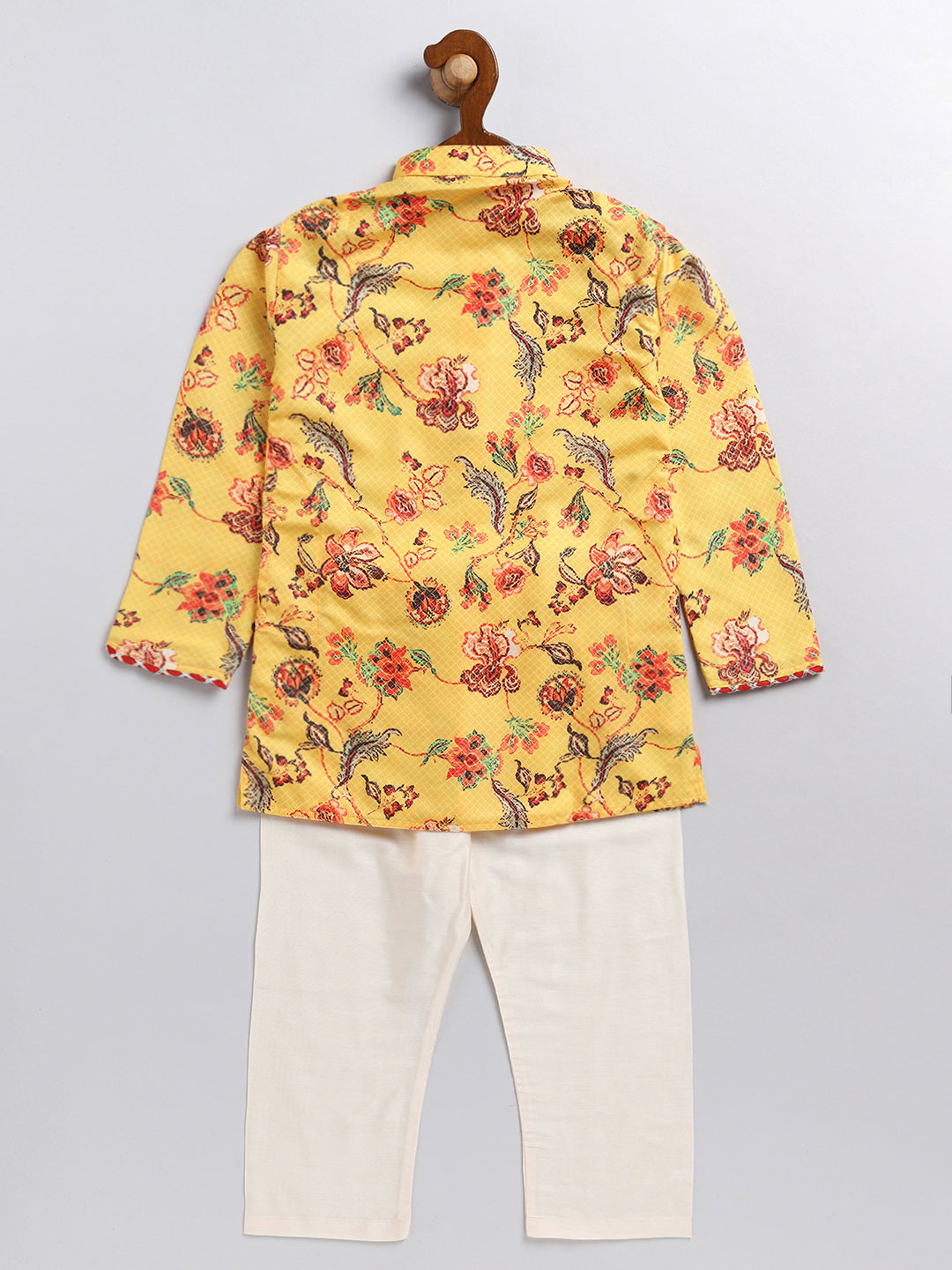 VASTRAMAY SISHU Boys' Multicolor-Base-Mustard And Cream Kurta Pyjama Set - qivii