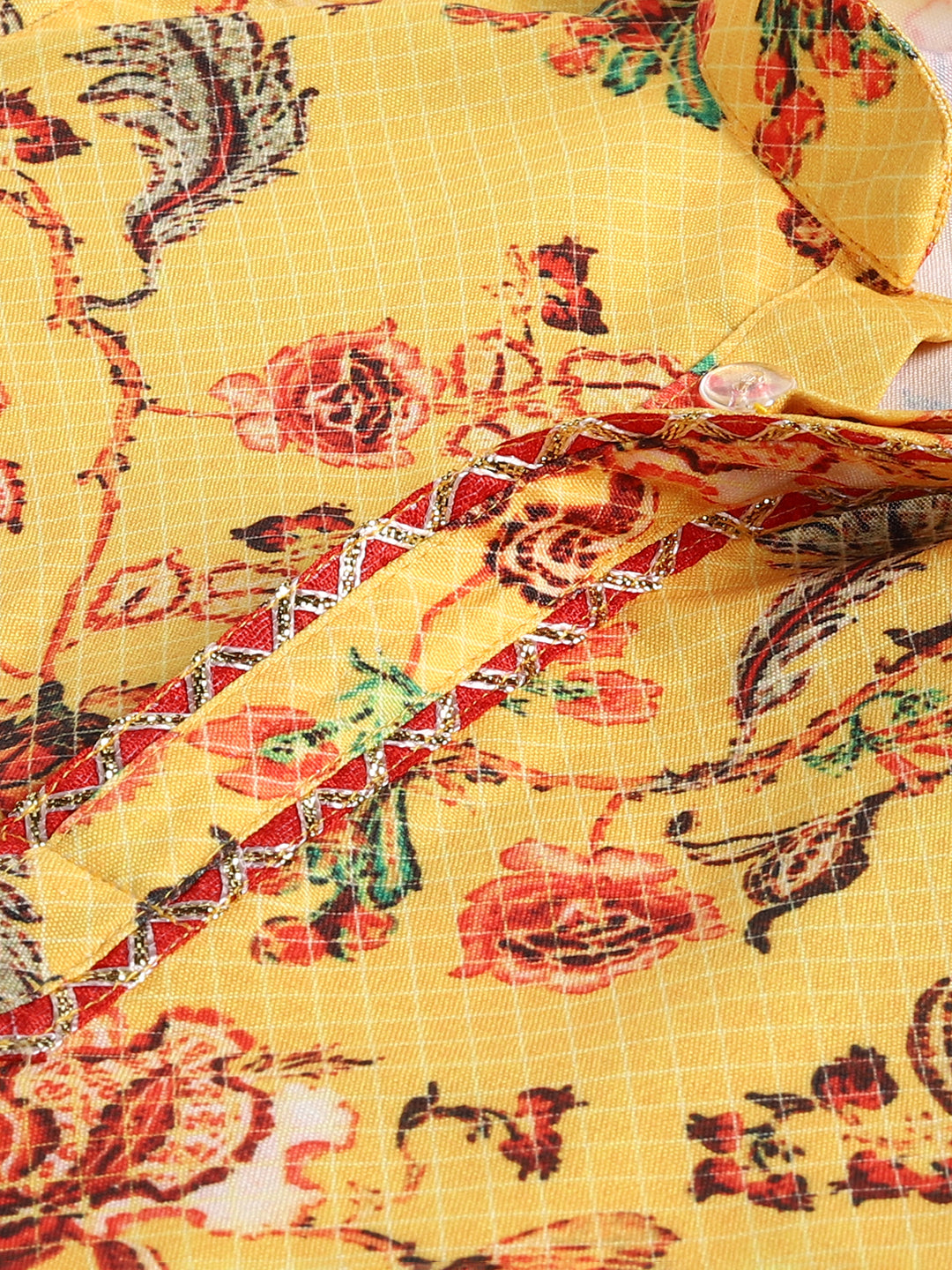 VASTRAMAY SISHU Boys' Multicolor-Base-Mustard And Cream Kurta Pyjama Set - qivii