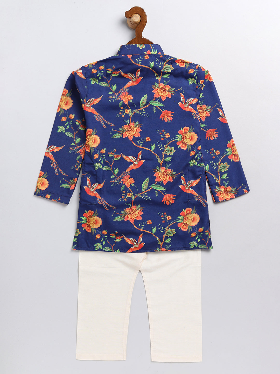 VASTRAMAY SISHU Boys' Multicolor-Base-Navy Blue Kurta and Pyjama Set With Leheria Border - qivii