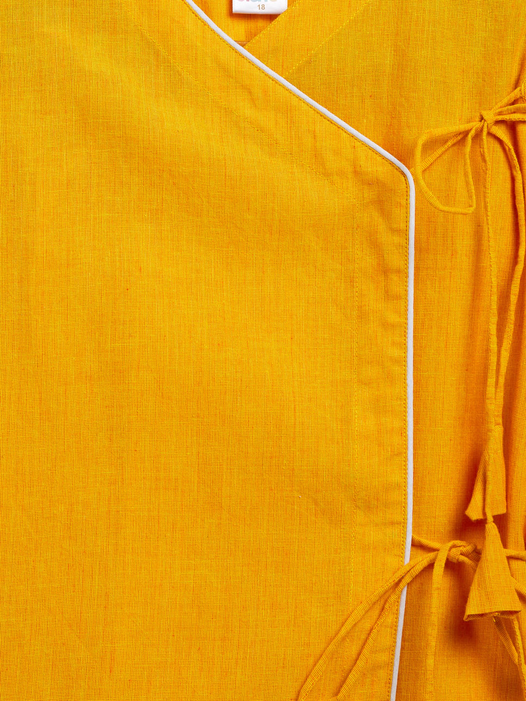 VASTRAMAY SISHU Boy's Mustard Angrakha Style Krishna Kurta and White Dhoti Set - qivii