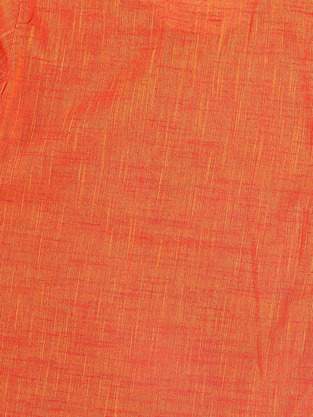 VASTRAMAY SISHU Boys' Orange Cotton Kurta and White Pyjama Set - qivii