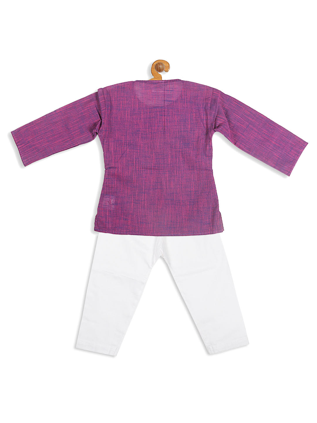 VASTRAMAY SISHU Boys' Purple Cotton Kurta and White Pyjama Set - qivii