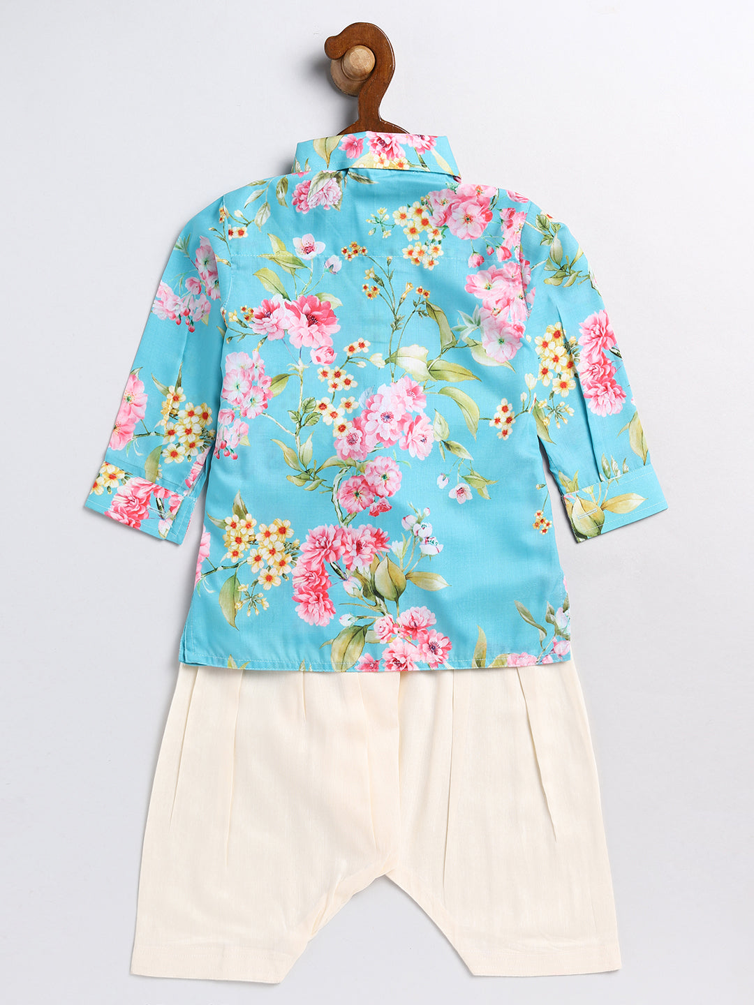 VASTRAMAY SISHU Boy's Aqua Floral Printed Kurta Patiala Set - qivii