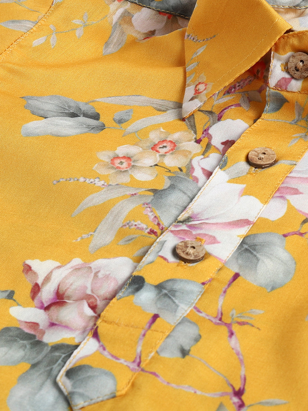 VASTRAMAY Boy's Yellow Floral Printed Kurta Patiala Set - qivii