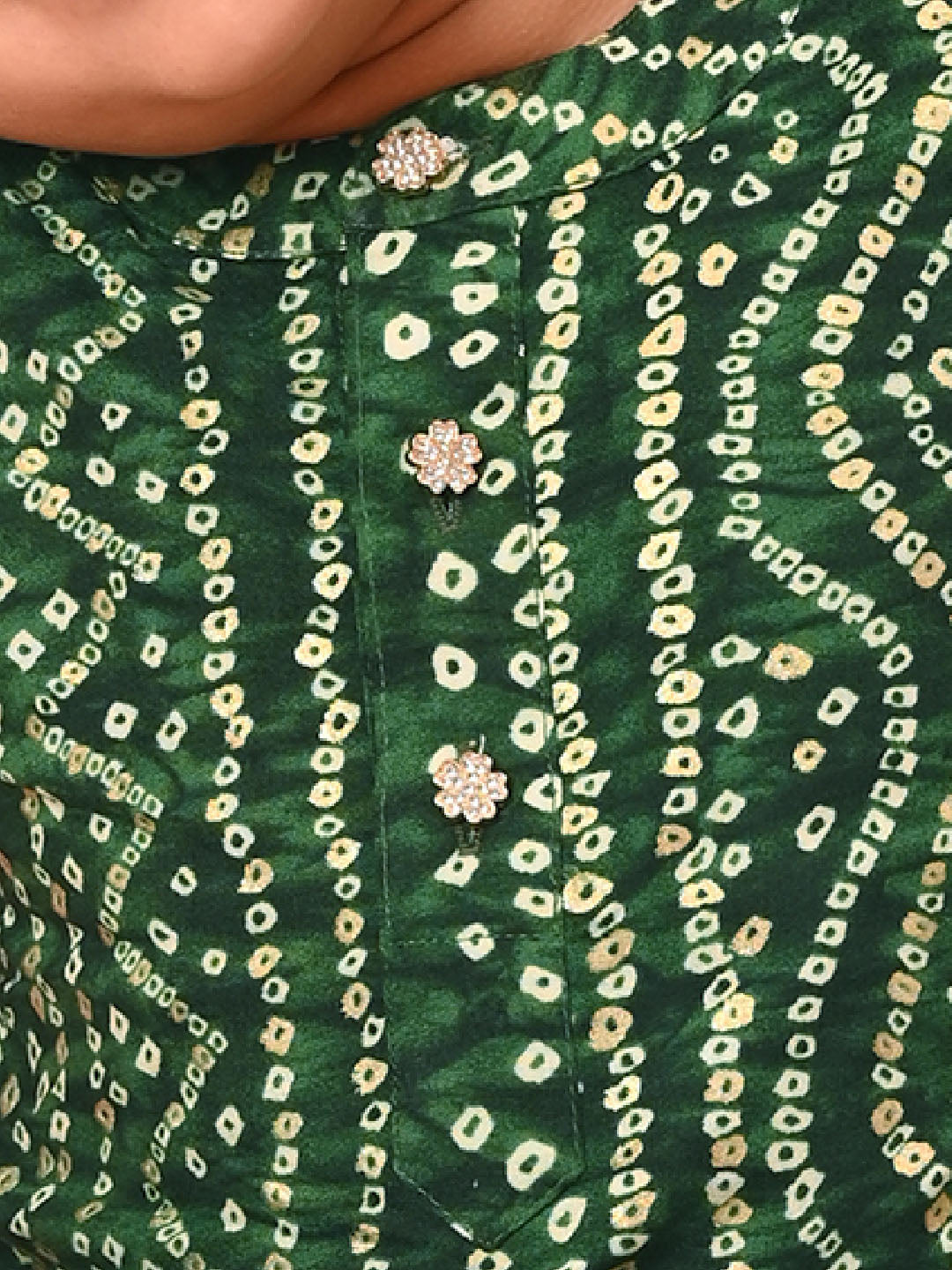 VASTRAMAY SISHU Boys' Green Bandhni Kurta And Patiala Set - qivii