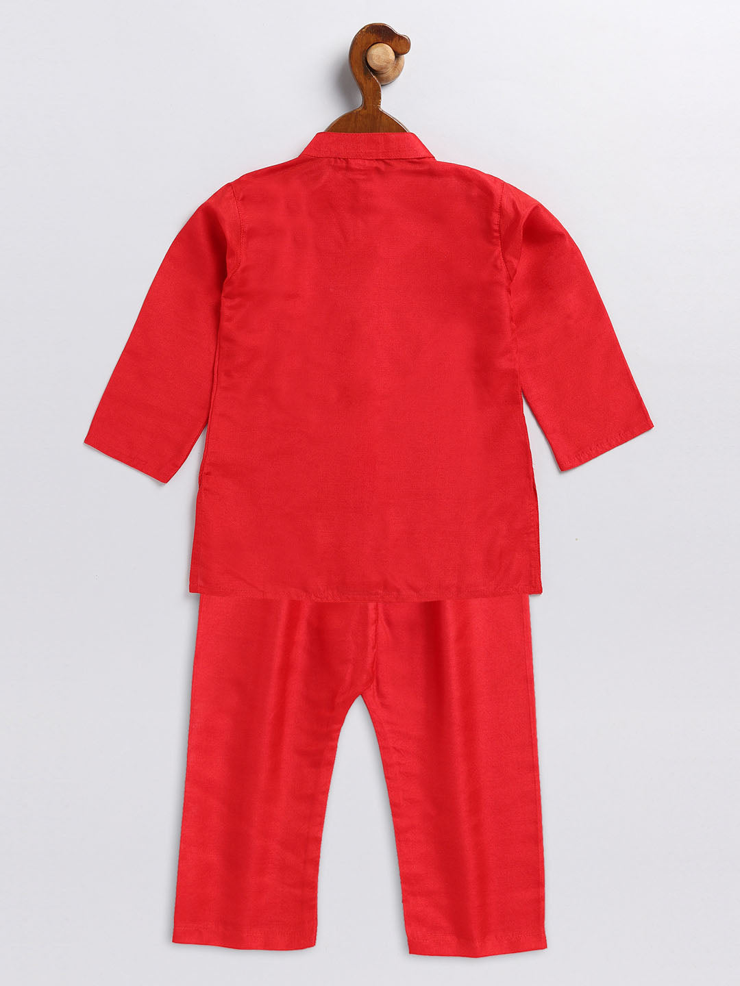 VASTRAMAY SISHU Boy's Red Silk Blend Kurta Pyjama Set - qivii