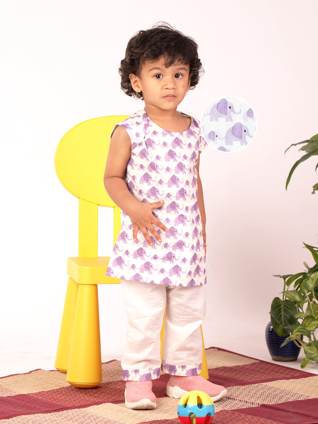 Vastramay Infant Boys Purple Cotton Blend Kurta Pyjama Set - qivii