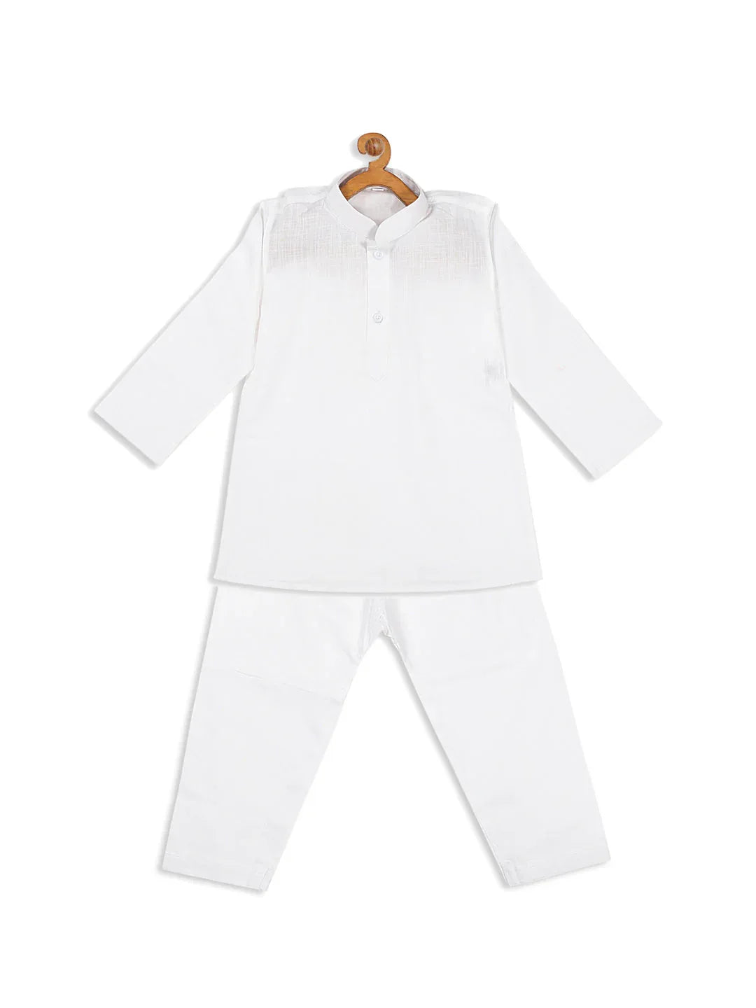 Sishu Boy's White Pure Cotton Kurta With Pyjama Set