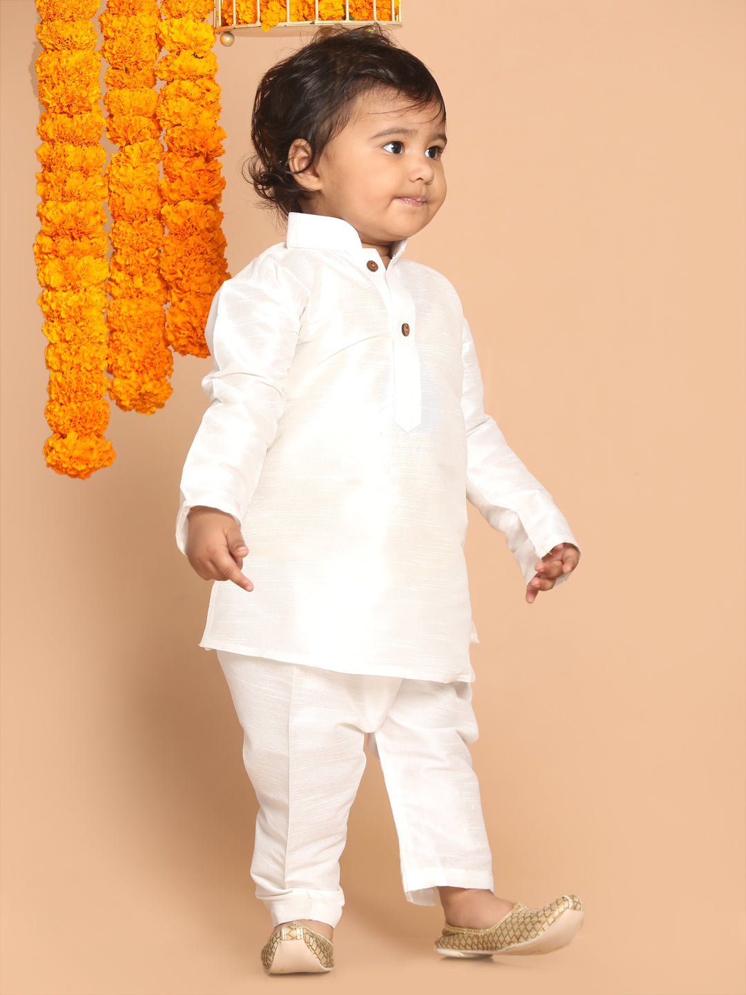 VASTRAMAY SISHU Boy's White Kurta With Pyjama Set - qivii