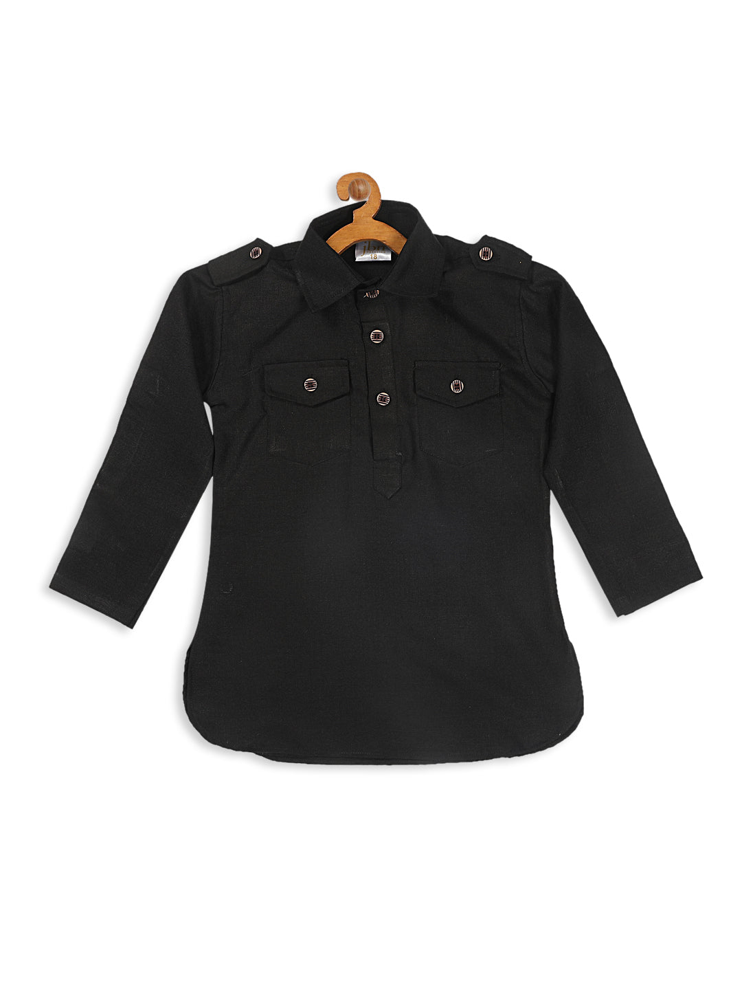 VASTRAMAY Boy's Black Pathani Kurta - qivii