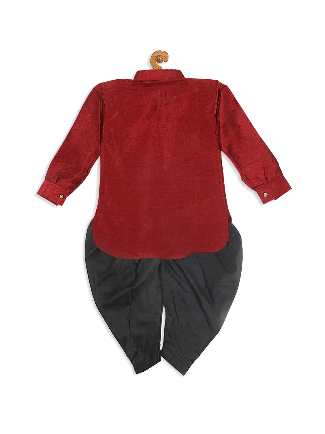 VASTRAMAY SISHU Boy's Maroon Kurta And Black Cowl Dhoti Set - qivii