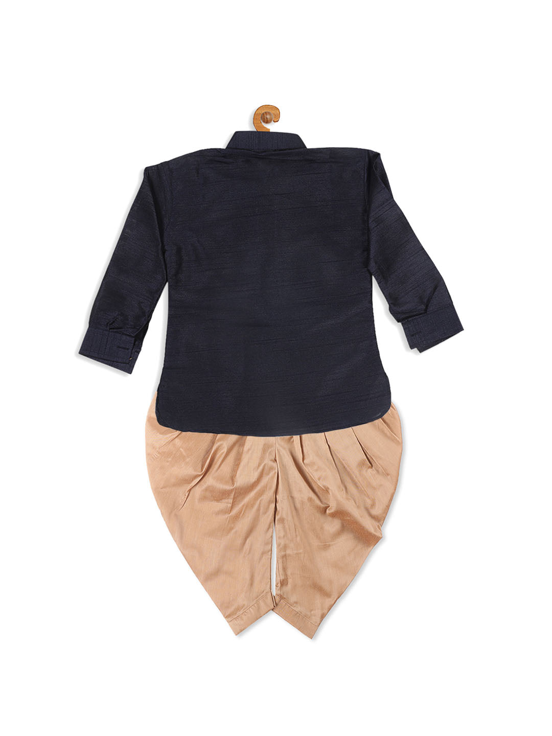 VASTRAMAY SISHU Boy's Navy Blue Kurta And Rose Gold Dhoti Set - qivii
