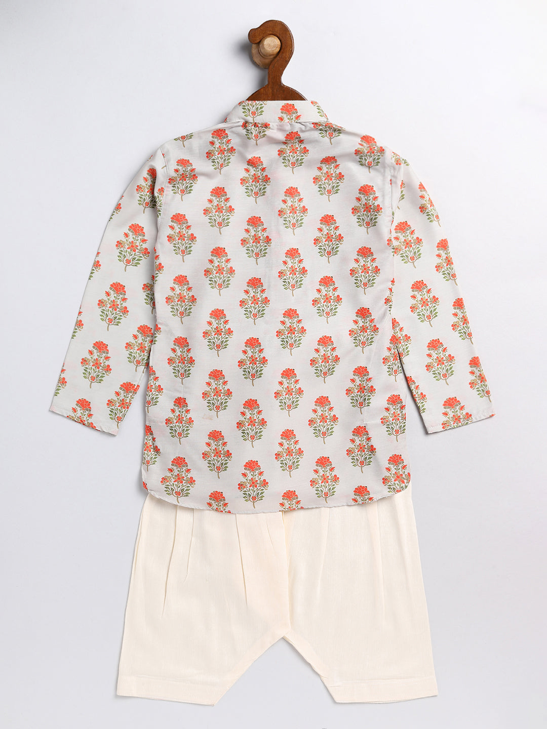 VASTRAMAY SISHU Boys' Multicolor-Base-Beige And Cream Kurta Patiala Set - qivii