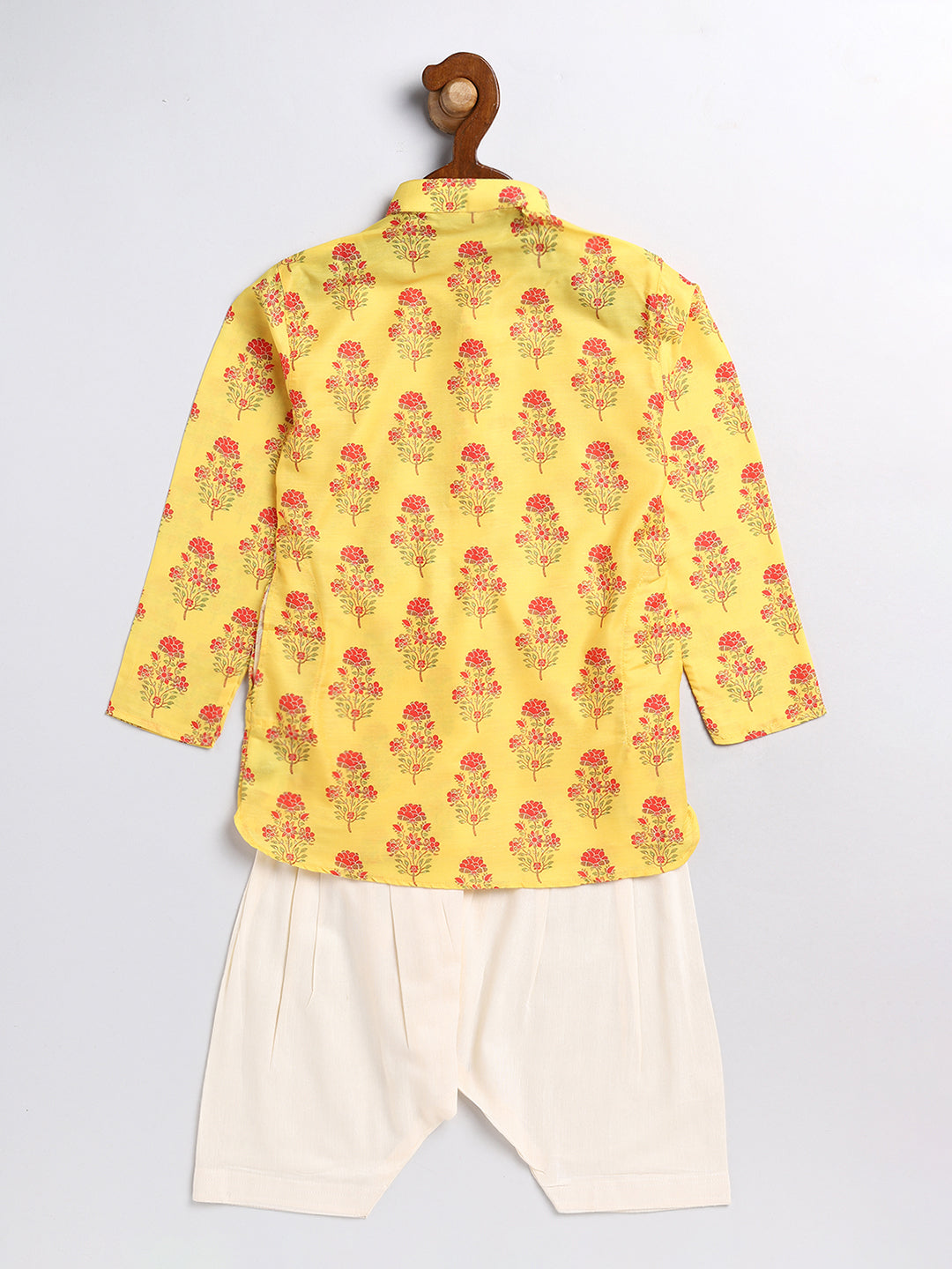 VASTRAMAY SISHU Boys' Multicolor-Base-Mustard And Cream Kurta Patiala Set - qivii