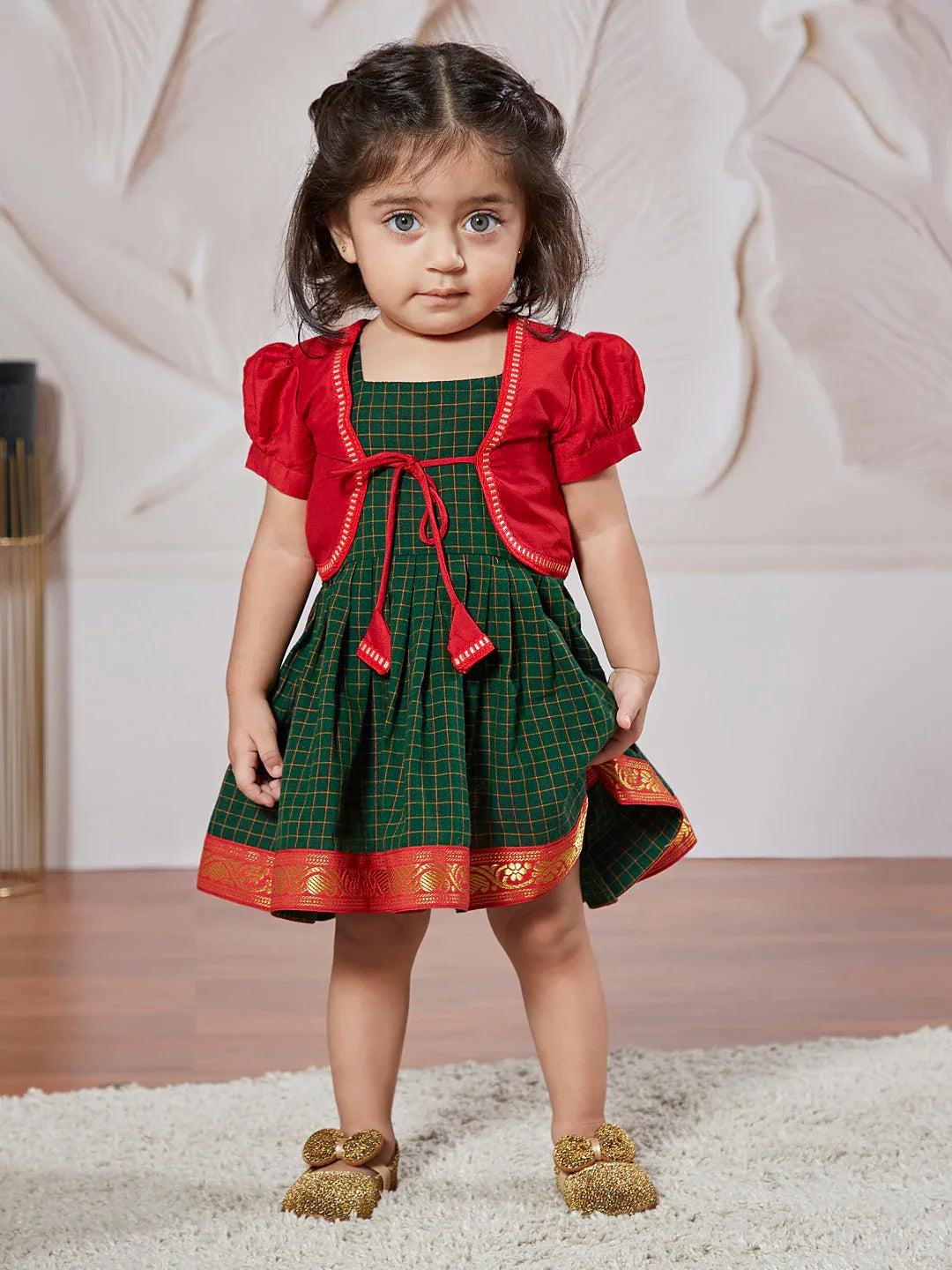 Girl's' Green Dress With Jacket