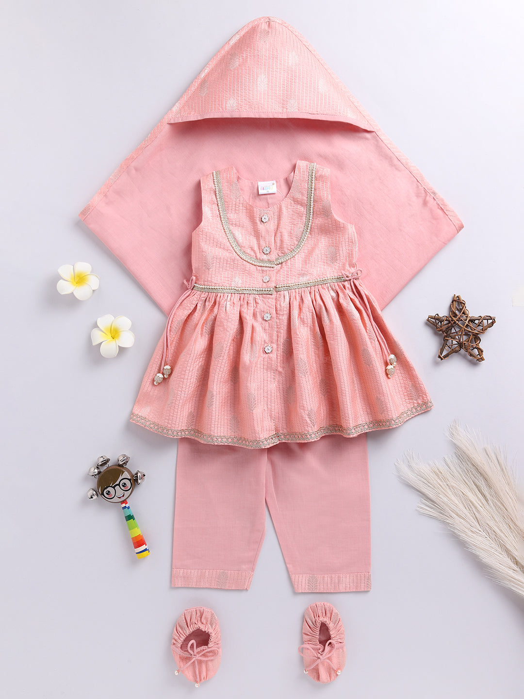 VASTRAMAY Girls' Pink Ethnic Combo Set - qivii